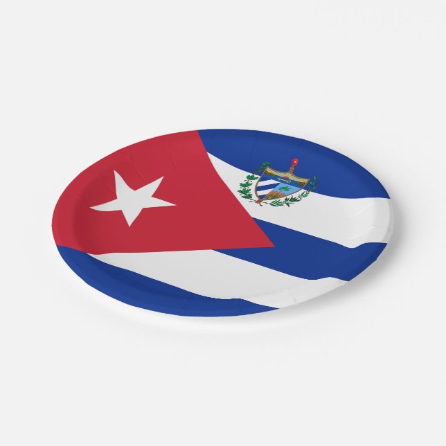 Cuba flag-coat of arms   paper plates (Angled)
