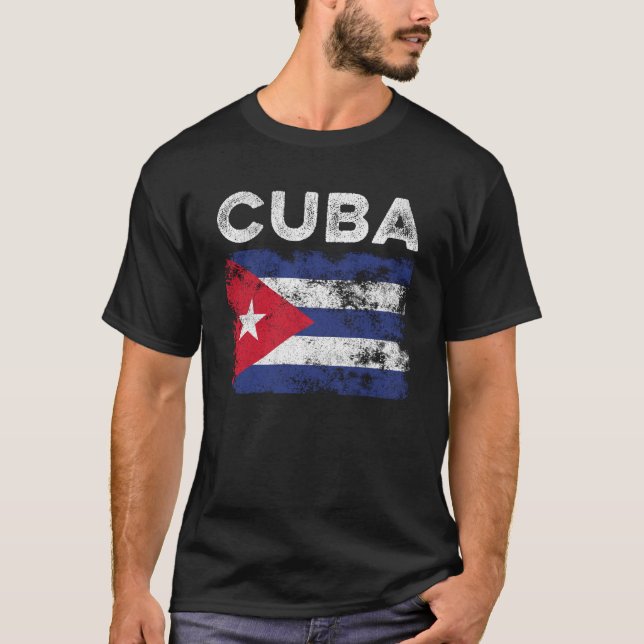 Cuba Flag Distressed - Cuban Flag T-Shirt (Front)
