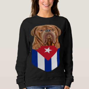 Cuba Flag Dogues de Bordeaux Dog In Pocket Sweatshirt