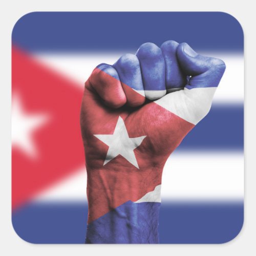 Cuba Flag Fist Square Sticker
