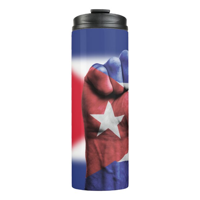 Cuba Flag Fist Thermal Tumbler (Front)
