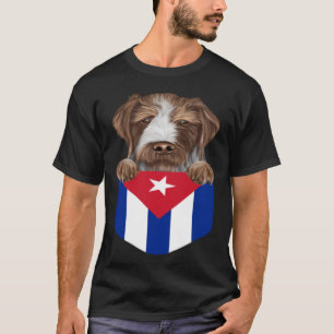 Cuba Flag German Wirehaired Pointer Dog In Pocket T-Shirt