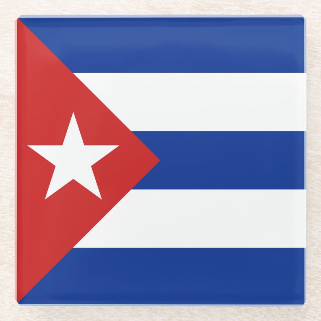 Cuba Flag Glass Coaster (Front)