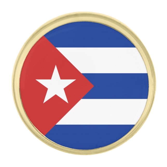 Cuba Flag Gold Finish Lapel Pin (Front)