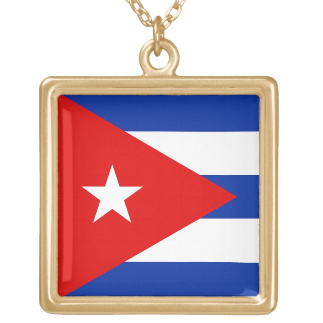 Cuba Flag  Gold Plated Necklace (Front)