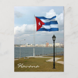 cuba flag havana postcard