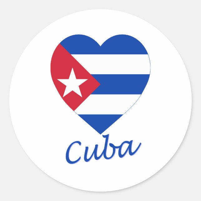 Cuba Flag Heart Classic Round Sticker (Front)