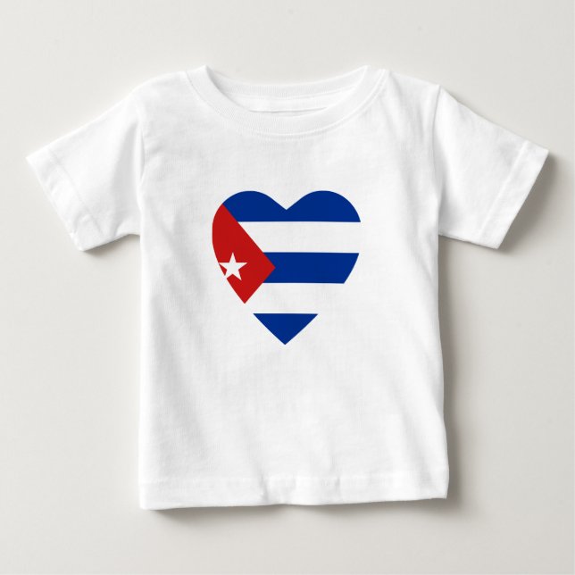 Cuba Flag Heart T-Shirt (Front)