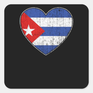 Cuba Flag Love Heart Cuban Square Sticker