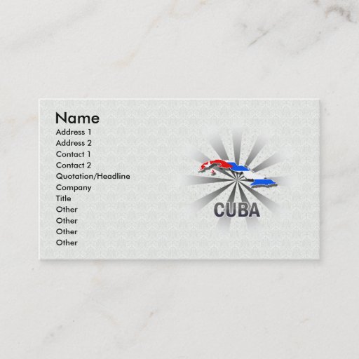 Customizable Cuba Flag Map 2.0 Business Card Templates