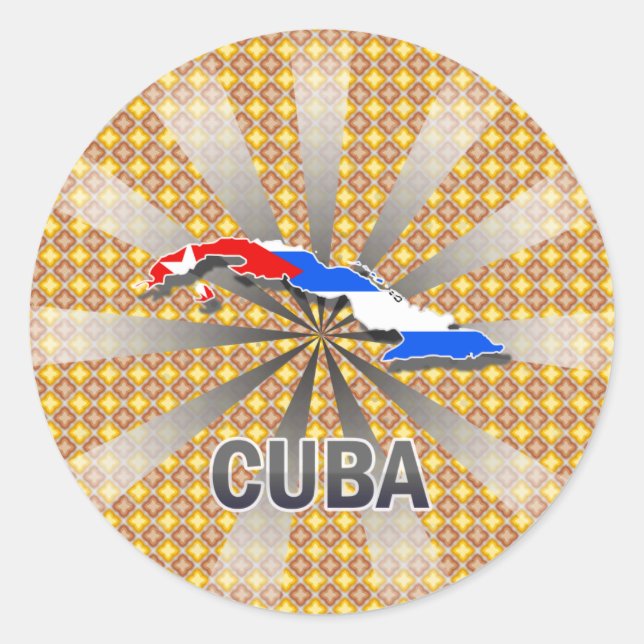 Cuba Flag Map 2.0 Classic Round Sticker (Front)