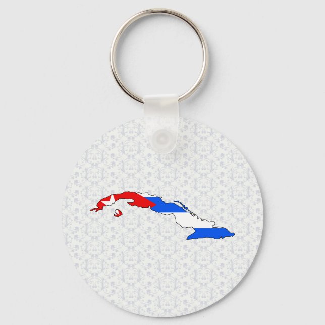 Cuba Flag Map full size Keychain (Front)