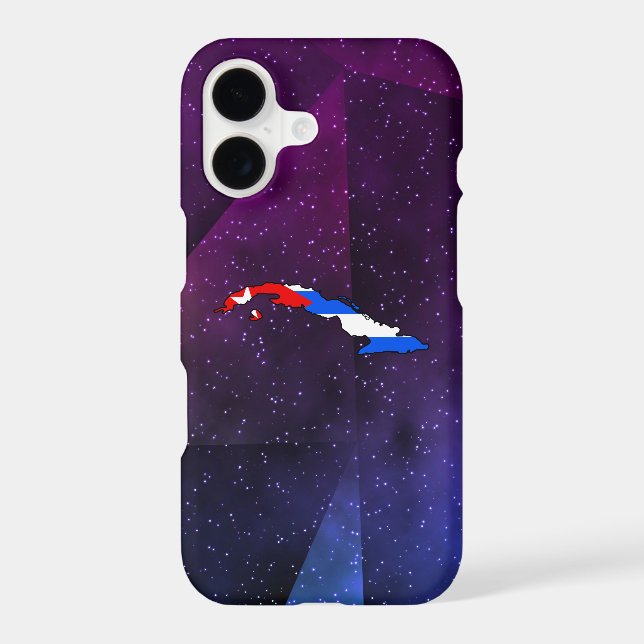 cuba Flag Map on abstract space background Iphone Case (Back)