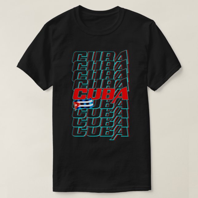 Cuba flag neon color T-Shirt (Design Front)
