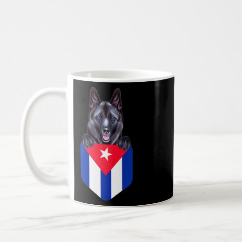 Cuba Flag Norwegian Elkhound Dog In Pocket  Coffee Mug
