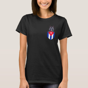 Cuba Flag Norwegian Elkhound Dog In Pocket T-Shirt