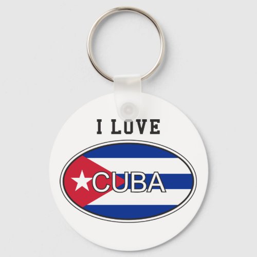 Cuba Flag Oval Keychain