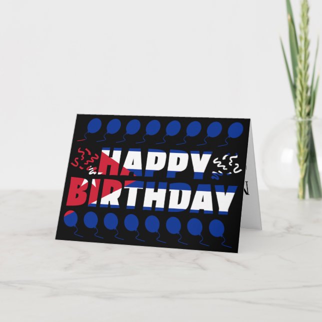 Cuba Flag Patriotic Birthday Card (Front)