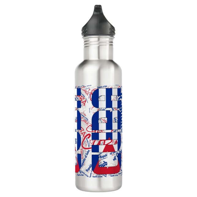 Cuba Flag Patriotic Stainless Steel Water Bottle (Right)