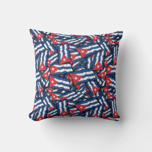 Cuba Flag Pattern Throw Pillow (Front)