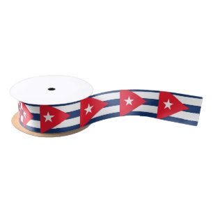 Cuba Flag Red Blue White Satin Ribbon