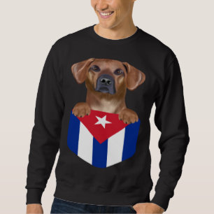 Cuba Flag Rhodesian Ridgeback Dog In Pocket Sweatshirt