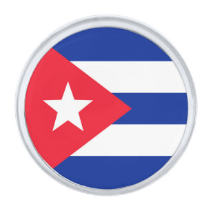 Cuba flag silver finish lapel pin