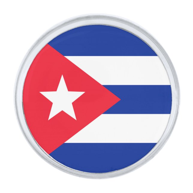 Cuba flag silver finish lapel pin (Front)