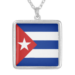 Cuba Flag Silver Plated Necklace
