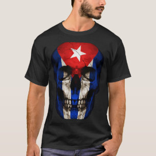 Cuba Flag Skull Cuban Roots Proud Patriotic T-Shirt
