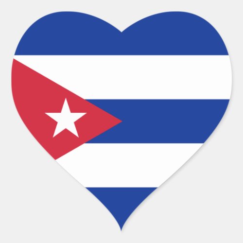 Cuba Flag Splendid Patriotic Heart Sticker