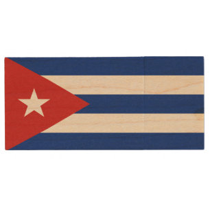 Cuba Flag Wood Flash Drive
