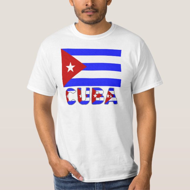 Cuba Flag & Word Light T-Shirt (Front)
