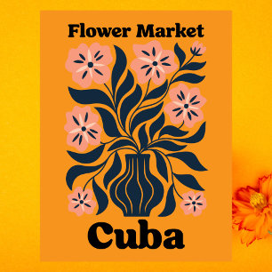 Cuba Flower Market Potted Blossom & Dark Foliage Postcard