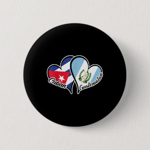 Cuba Guatemala Flag Heart Half Cuban Half Guatemal Button
