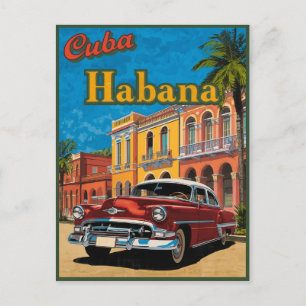 Cuba Habana Classic Car & Colorful Street Travel Postcard