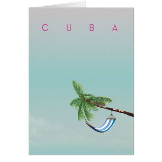 Cuba Hammock Vintage style vacation print. Cards (Front)