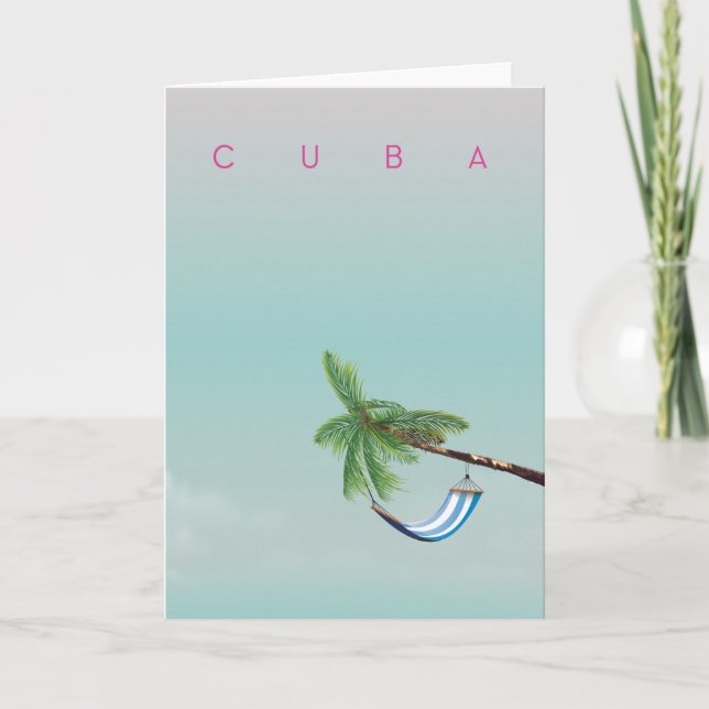 Cuba Hammock Vintage style vacation print. Holiday Card (Front)