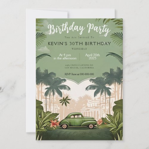 Cuba Havana Birthday Party Invitation