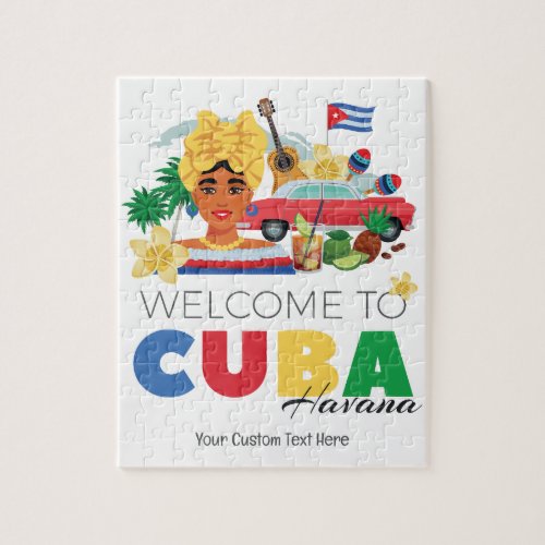 Cuba Havana Custom Text Jigsaw Puzzle