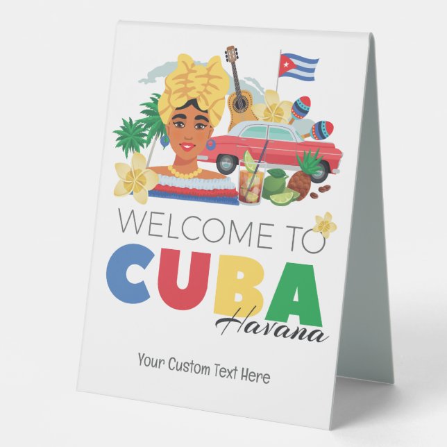 Cuba Havana Custom Text Table Tent (Front)