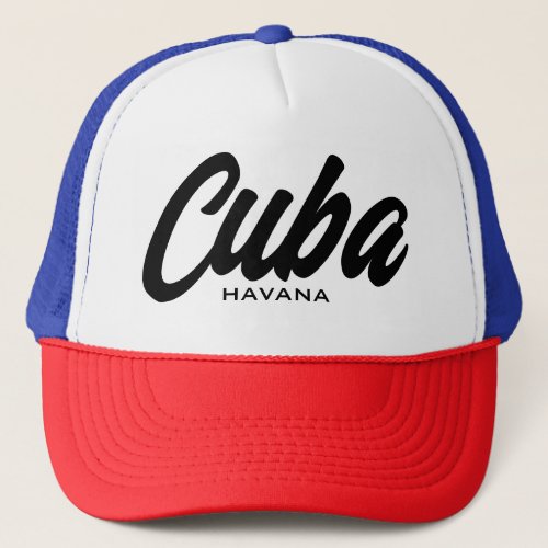 Cuba Havana script typography trucker hat