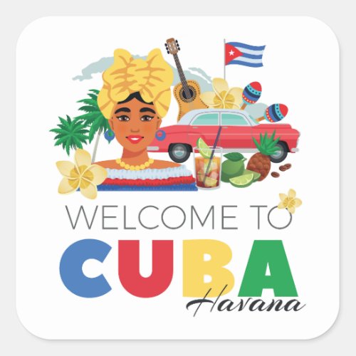 Cuba Havana Square Sticker