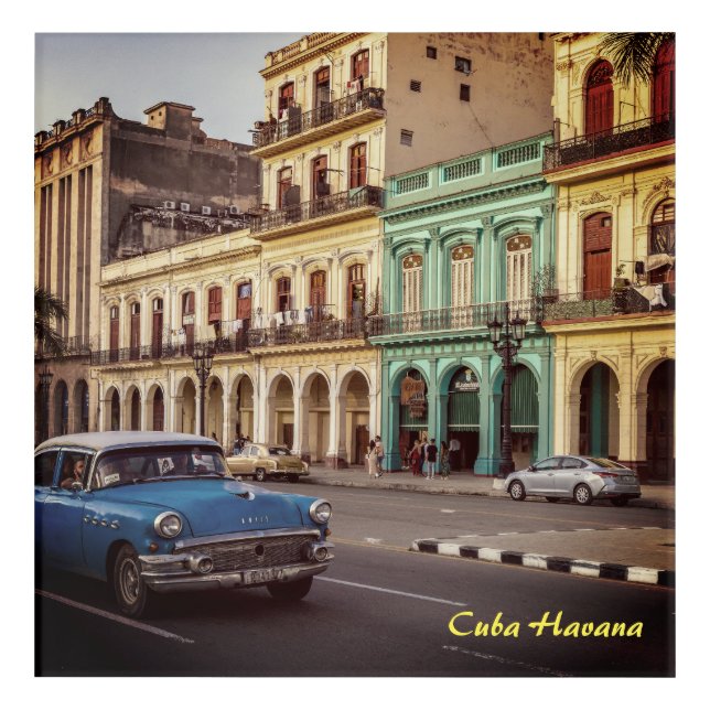Cuba Havana Vintage Classic Car Cityscape Acrylic Print (Front)