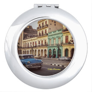 Cuba Havana Vintage Classic Car Cityscape Compact Mirror