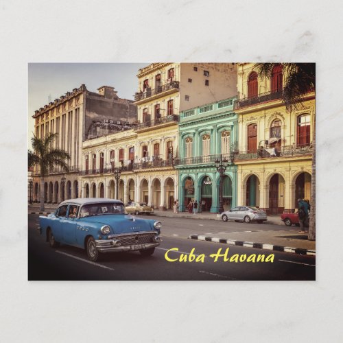 Cuba Havana Vintage Classic Car Cityscape Postcard