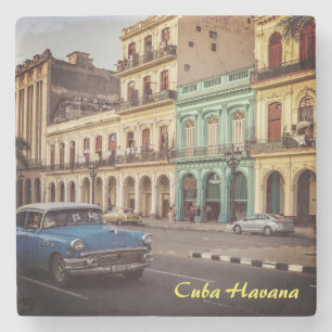 Cuba Havana Vintage Classic Car Cityscape Stone Coaster