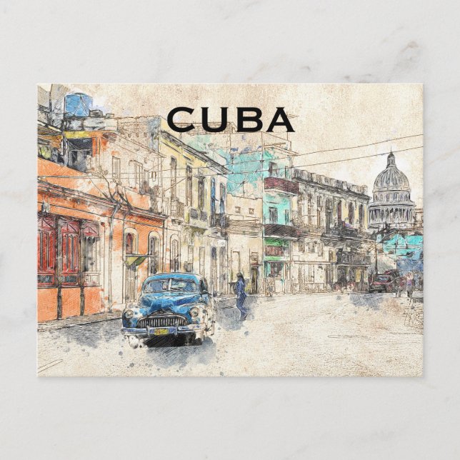 Cuba Havana Vintage Travel Tourism Add Postcard (Front)