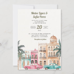 Cuba Havana Watercolor Wedding Invitation