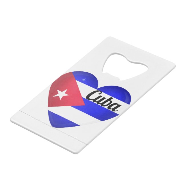 Cuba Heart Flag Credit Card Bottle Opener (Front Angled)
